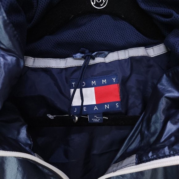 Tommy Jeans Windbreaker Hoodie Jacket Womens Medium Pocket Half Zip Oversized - Picture 11 of 16